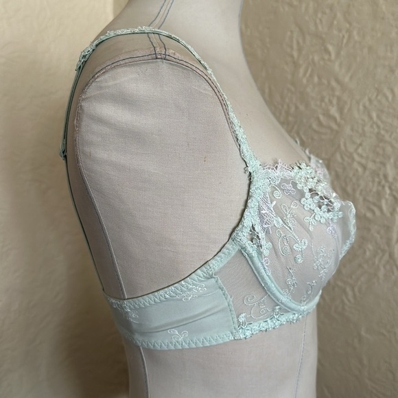 Simone Perele Wish Sheer Lace Demi Bra Robin’s Egg Blue Bridal Lingerie 34B Rare - Picture 7 of 13